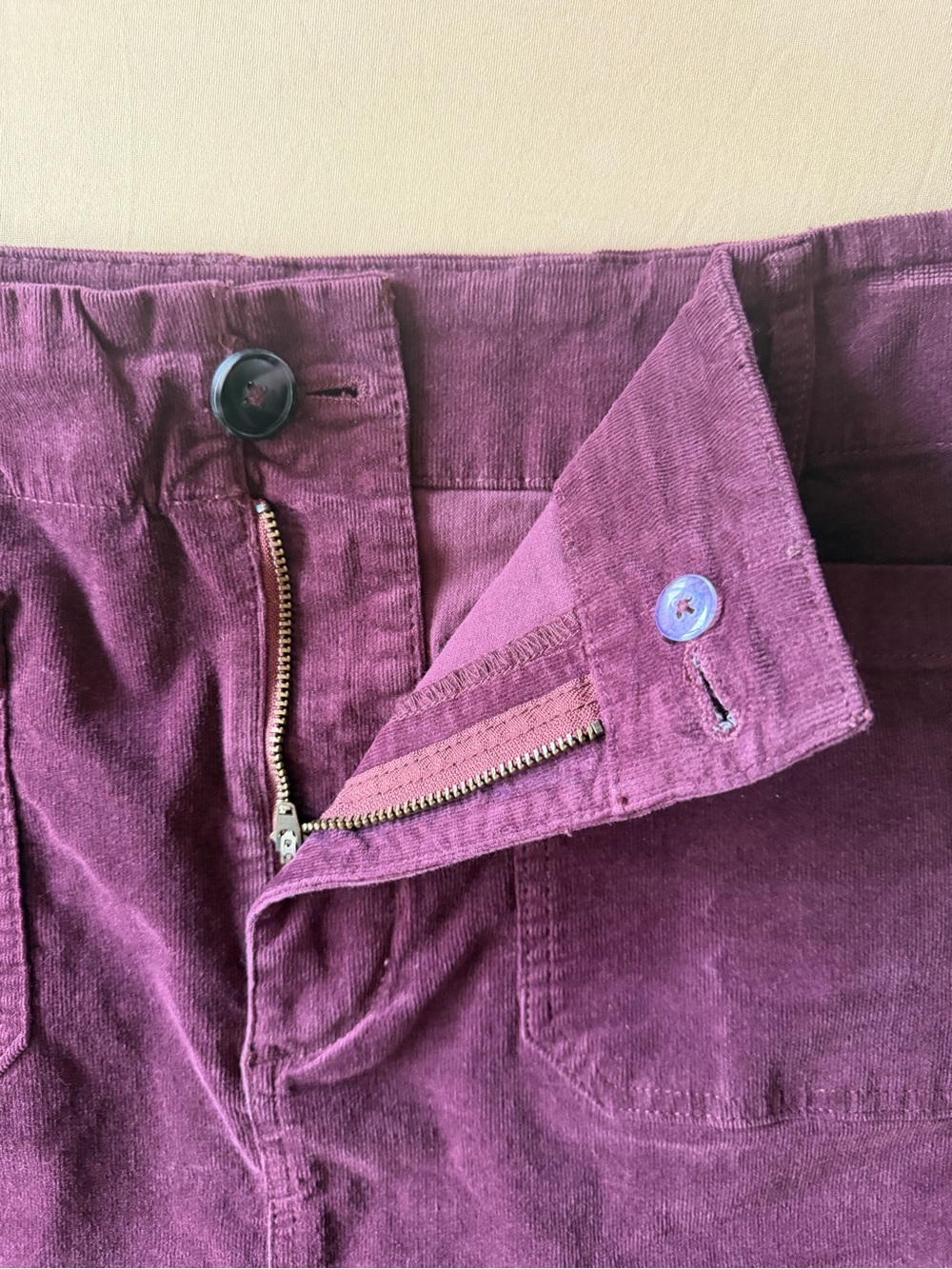 Tribal Plum Corduroy Pencil Skirt with Front Patch Pockets - Picture 6 of 8